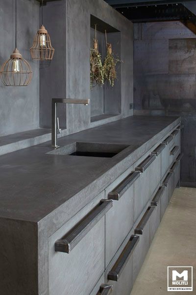 Concrete Kitchen Design, Concrete Kitchens, Kitchen Counter Top, Concrete Countertops White, Industrial Kitchen Design, Industrial Style Kitchen, German Kitchen, Concrete Countertops Kitchen, Diy Concrete Countertops