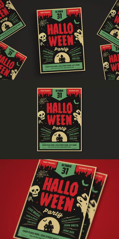 Halloween Flyer Design, Halloween Event Poster, Halloween Graphic Design, Retro Halloween Party, Dj Poster, Halloween Invitaciones, Promotion Flyer, Halloween Party Poster, Halloween Party Flyer