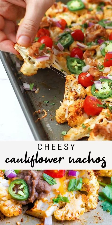 Cauliflower Nachos, Cheesy Cauliflower, Tasty Vegetarian Recipes, Munnar, Healthy Low Carb Recipes, Keto Recipes Dinner, Health Dinner Recipes, Idee Pasto Sano, Diet Keto