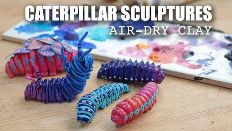 Air-Dry Clay Basics : How to Sculpt Colourful Caterpillars - Easy Class for Beginners -------------- In this fun class, I will be showing you how to sculpt and... Clay Caterpillar, Sculpting Projects, Stephanie Kilgast, Food Sculpture, Air Dry Clay Projects, Art Process, Pottery Workshop, Clay Craft, Flower Sculptures