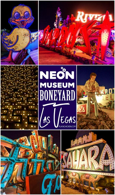 The Neon Museum Boneyard - Las Vegas, NV - a must see on your next Vegas trip. Located at the North end of Las Vegas Boulevard. The night tour is fantastic!! Book early! The tours sell out quickly! Neon Museum Las Vegas, The Neon Museum, Las Vegas Boulevard, Neon Museum, Las Vegas Vacation, Visit Las Vegas, Vegas Vacation, Vegas Trip, Las Vegas Trip