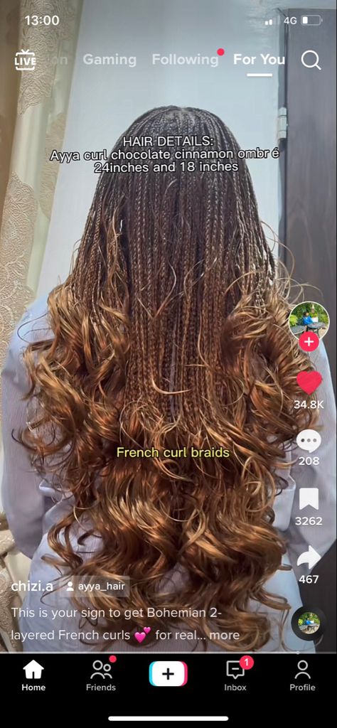 Boho Braids With French Curls, Layered Boho French Curl Braids, Boho French Curls, Boho French Curl Braids, Layered Braids, French Curl Braids, French Curls, Fav Hairstyles, Curl Braids