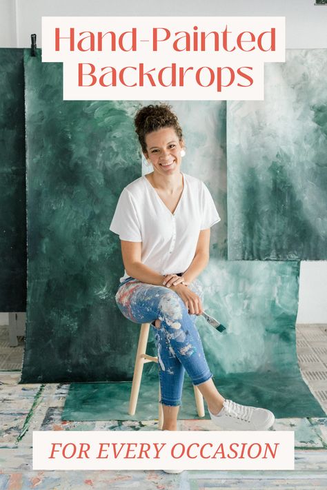 Paint Backdrop Photoshoot, Painted Backdrop Wedding, Diy Hand Painted Backdrop, Hand Painted Backdrop Photography, How To Paint A Canvas Backdrop, Hand Painted Photography Backdrops, Diy Painted Canvas Backdrop, Photography Backdrops Diy Homemade, Diy Canvas Backdrop