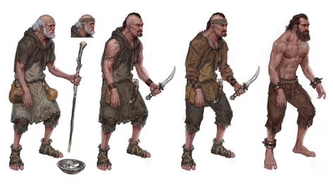 Beggar, Robber, and Prisoner Art from Bless Online #art #artwork #videogames #gameart #conceptart #illustration #blessonline #characterdesign #characterart Dungeon Prisoner Art, Dnd Prisoner Character, Prisoner Character Art, Fantasy Prisoner Art, Dnd Prisoner, Warhammer Online Concept Art, Prisoner Concept Art, Prisoner Art, Fantasy Peasant