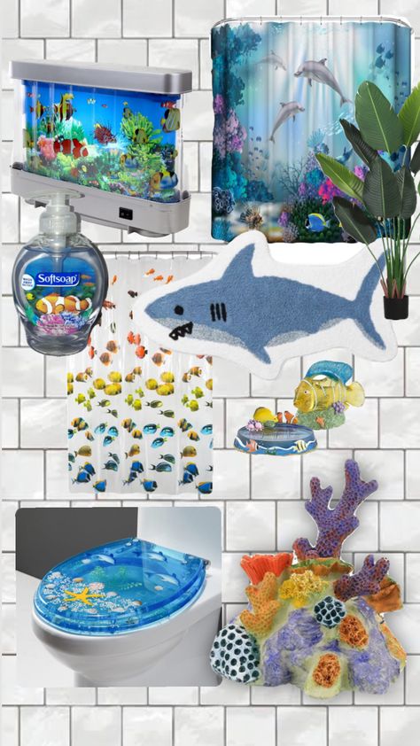 #frutigeraero #bathroom #fish #2000s #blueaesthetic #fishtank #dcmetro Ocean Bathroom Decor, Aquatic Decor, Mansion Rooms, Fish Bathroom, Ocean Bathroom, Ocean Rug, Pretty Bathrooms, Aesthetic Bathroom, Bathroom Decor Apartment