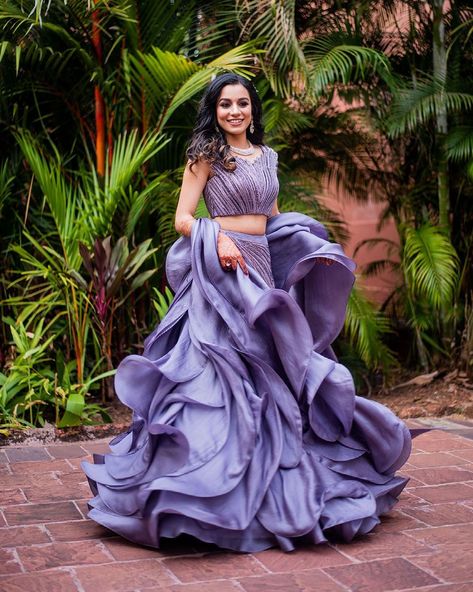 Lilac: Colour Of The Season Is Sensed And Here’s How You Can Inculcate It In Your Celebration Latest Bridal Lehenga Designs, Bridal Lehenga Online, Sangeet Outfit, Latest Bridal Lehenga, Wedding Lehenga Designs, Lehenga Gown, Bridal Lehenga Collection, Lehenga Online, Cocktail Outfit