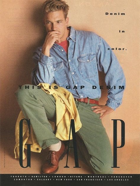 2OTH CENTURY — Gap ad, 1991 Gap Ads, 80s Fashion Men, 90s Men, Ivy Style, Gap Men, Vintage Mens Fashion, Gap Denim, Fashion Quotes, Archipelago