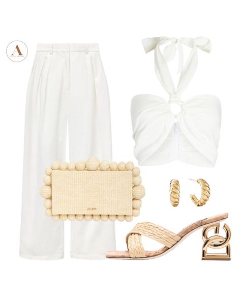 White matching set - white straight pants and halter top. @cultgaia clutch and @dolceandgabbana heels. #StyledbyAlexIsabel #personalstylist #virtualstylist #fashionstylist #wardrobestylist #outfitideas #summeroutfits White Straight Pants, White Matching Set, Cult Gaia Clutch, Resort Looks, Resort Look, Beach Weekend, Summer Style Guide, Black Thigh High, Wardrobe Stylist