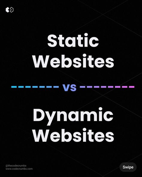 Do you know the differences between a static website and a dynamic website? Today we will cover the differences in this post. Which do you use? =================== Follow @thecodecrumbs www.codecrumbs.com =================== #websites #frontend #programming #developer #hosting Static Website, Ui Developer, Html Css, Programming, Did You Know, Quick Saves, Instagram