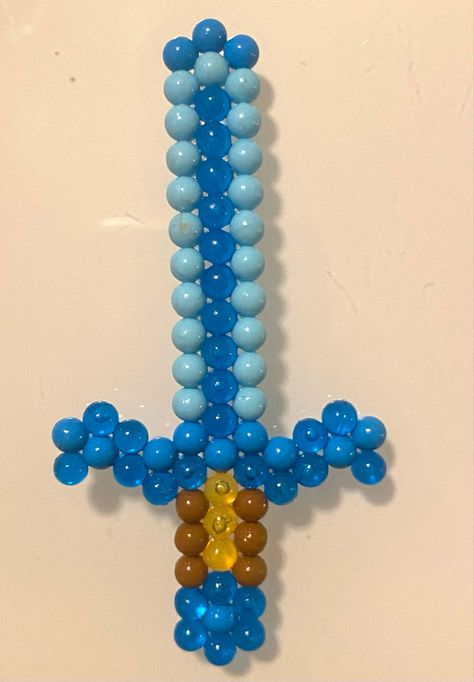 Minecraft Diamond, Aqua Beads, Water Beads, Beaded Crafts, Perler Beads Designs, Hama Beads, Bead Designs, Perler Beads, Live Lokai Bracelet