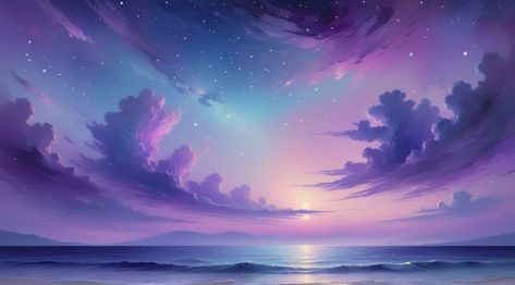 Watercolor Sea and Cosmic Sky Background Inspiration, Live Backgrounds, Background Backdrop, Desktop Background, Beautiful Landscape Wallpaper, Notebook Cover, Landscape Wallpaper, Backgrounds Desktop, Painting Tutorial