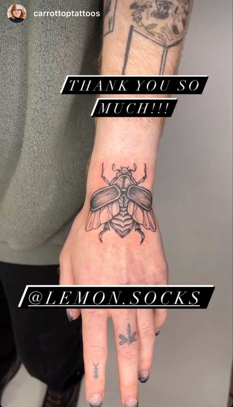 ~ THEIR NAILS LOOK SO COOL !!! • pic on @carrottoptattoos’s ig story ~ Robbie Cavetown Tattoos, Cavetown Nails, Cavetown Tattoo, Junebug Tattoo, Robbie Cavetown, Hand Tatto, Bug Tattoo, Fire Drill, Everything Is Awesome