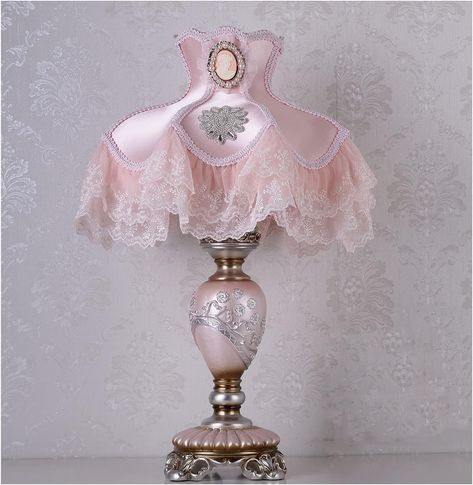 Victorian Table Lamps, Shabby Chic Lamp Shades, Lamp Pink, Victorian Lamps, Pink Victorian, Chic Lamp, Victorian Lampshades, Shabby Chic Lamps, Resin Lamp