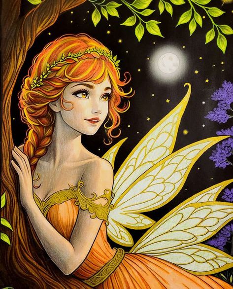 Coloring Books for Adults | Image : Magical Fairies - Midnight Edition | Facebook Magical Fairies Coloring Book, Magical Fairies, Fairy Coloring Book, Coloring Books For Adults, Books For Adults, Fairy Coloring, Gel Pens, Colored Pencils, Coloring Books