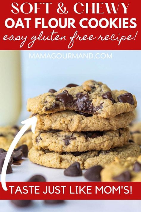 Mamagourmand Recipes, Homemade Oat Flour, Oat Flour Cookies, Oat Flour Recipes, No Flour Cookies, Soft Chocolate Chip Cookies, Cookies Easy, Oat Cookies, Sugar Sugar