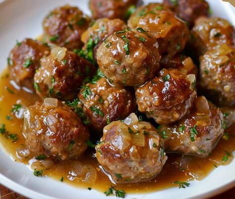 Classic Meatballs and Gravy – Chloe foods Baked Meatballs And Gravy, Gravy Meatballs, Meatballs With Gravy, Classic Meatballs, College Diet, Rice And Gravy, Meatballs And Gravy, Meatballs And Rice, Potato Gravy