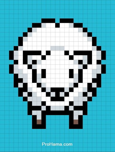 Sheep Perler Beads Pattern Sheep Perler Beads, Sheep Pixel Art, Pixel Art 32x32 Grid, Pixel Art Facil, Perler Beads Pattern, Pixel Art Animals, Christmas Perler Beads, Beads Pattern, Diy Perler Bead Crafts