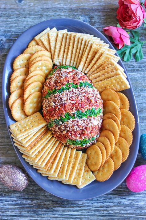 Easter Egg Cheese Ball, Easter Cheeseball Ideas, Easter Cheeseball, Bunny Cheese Ball, Easter Cheese Ball Recipes, Cheeseball Pumpkin, Egg Appetizers, Easter Cheese Ball, Easter Cheese