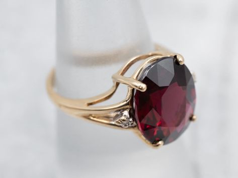 Vintage Garnet Ring, Crimson Color, Garnet Ring Vintage, Garnet And Diamond Ring, Ring Three Stone, Garnet Jewelry, Garnet Ring, Three Stone Rings, Garnet Rings