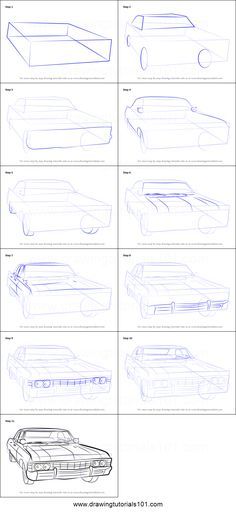 How to Draw a 1967 Chevy Impala printable step by step drawing sheet : DrawingTutorials101.com Lowrider Drawings, Sick Drawings, 1967 Chevy Impala, Pencil Drawings Of Girls, Cholo Art, Lowrider Art, Drawing Cartoon Faces, Graffiti Words, Chicano Drawings