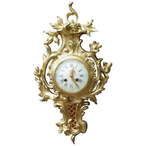 Japy Freres Bronze Gilt Style Cartel Rococo French Wall Clock Vintage Wall Clocks, Antique Wall Clocks, French Rococo, Mantel Clocks, Vintage Wall Clock, Modern And Antique, Rococo Style, Mantel Clock, White Enamel