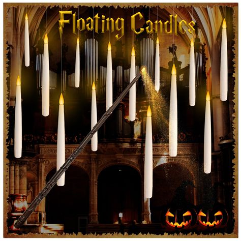 PRICES MAY VARY. 【Magic Floating Candles】Create an magic and captivating ambiance with these halloween christmas decorations flameless candles simultaneously just like magic. You can switch these floating hanging LED candles on and off simultaneously to create a mesmerizing ambiance by just a wave of the wand.With spells and waving motions, you are a wizard. 【Home Decor Kit】 Each floating candles package includes 10 pcs 6.9 inches Decor LED candles, 1 wand remote, 165ft transparent fishing wire Electric Window Candles, Floating Led Candles, Led Taper Candles, Holiday Decor Halloween, Window Candles, Halloween Christmas Decorations, Electric Candles, Flickering Lights, Hanging Candles