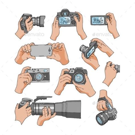 Hand Refs, Camera Vector, Hands Reference, Hand References, Hand Poses, Camera Drawing, Camera Art, Hand Drawing Reference, Hand Reference