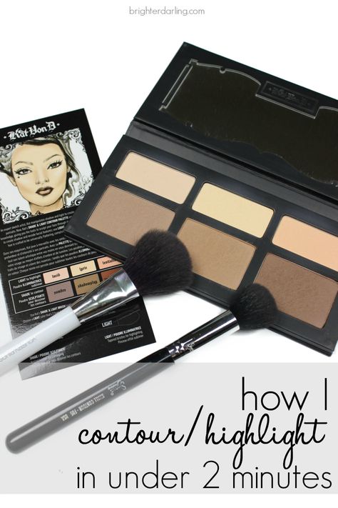 I've nailed down an under two-minute contour/highlight routine that looks flawless and lasts all day with the Kat Von D palette (BONUS: doubles as an eyeshadow palette)! Eyelash Lift And Tint, Light Contour, Contour Tutorial, Light Contouring, Contour Makeup Tutorial, Contour Highlight, Kat Von D Makeup, Eyelash Lift, Makeup For Teens