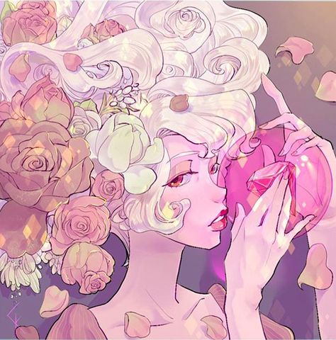 A Single Pale Rose, Rose Fanart, Diamond Steven Universe, Pink Diamond Steven Universe, Jem And The Holograms, Steven Universe Gem, Steven Universe Fanart, Universe Art, Space Rock