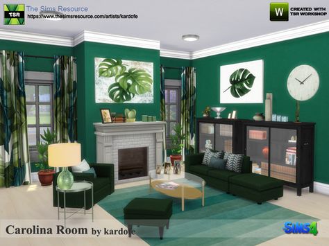 kardofe_Carolina Room Sims 4 Living Room, Carolina Room, Sims 4 House Plans, Sims 4 House Design, Casas The Sims 4, Sims Building, Sims House Plans, Whimsical Home, Sims House Design