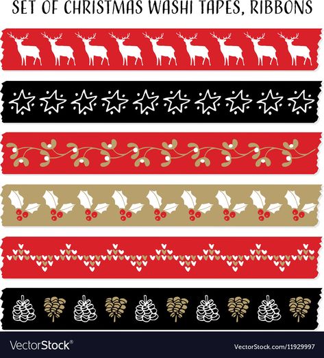 Christmas Washi Tape Printable, Vector Elements, Washi Tapes, Design Patterns, Cute Design, Masking Tape, Set Vintage, Washi Tape, Cute Designs