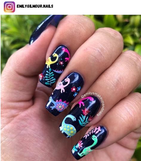 Vegan Nail Art, Fun Nail Art Creative, Best Nail Designs 2023, August Nail Art Ideas, Nerd Nail Art, Feminist Nail Art, Weird Nails Design, Funny Nail Designs, Dinosaur Nails Designs