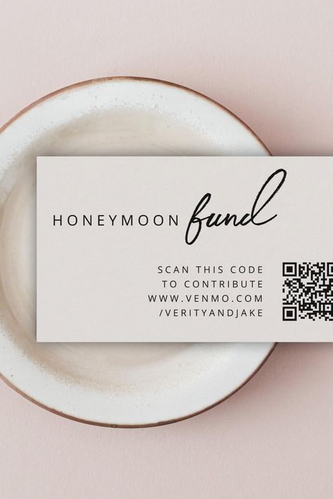 Honeymoon Fund QR Code Wedding Registry Neutral Enclosure Card Honeymoon Fund, Wedding Enclosure Cards, Wedding Registry, Enclosure Cards, Qr Code, Bridal Shower, Coding