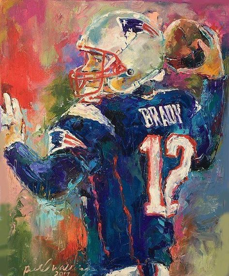 American Football Art, Painting With Palette Knife, Waiting For Superman, Football Paintings, Tom Brady Patriots, Diy Canvas Art Easy, Leroy Neiman, Painted Toms, Nfl Football Players