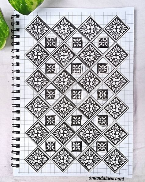 Square Grid Mandala, Grid Mandala, Square Mandala, Graph Paper Designs, Zen Doodle Patterns, Mandala Wallpaper, Pattern Sheet, Graph Paper Drawings, Mandala Art Therapy