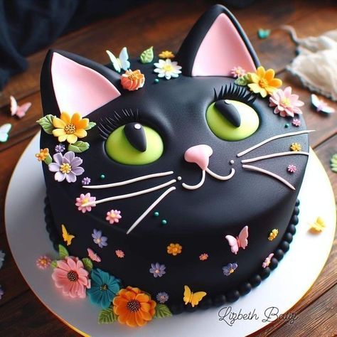 Black Cat Cake, Kitten Party, Delicate Arch, Cornish Rex, Cat Cake, Kids Cake, Food Items, Cake Pops, Cake Designs