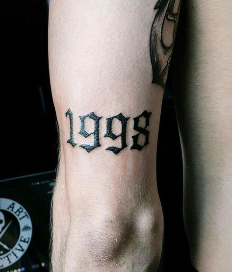 98 Tattoo, 1998 Tattoo, Cool Little Tattoos, Tattoo Band, Forearm Band Tattoos, Gangsta Tattoos, Saved Tattoo, Number Tattoos, Tattoo Desings