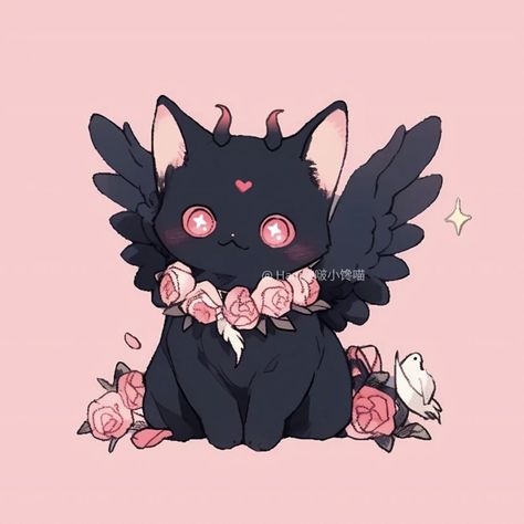 Cute Halloween Pfp, Chimera Art, Chubby Animals, Winged Cat, Witch Coloring Pages, Pretty Drawings, Pretty Animals, Cover Up Tattoos, Anime Tattoos