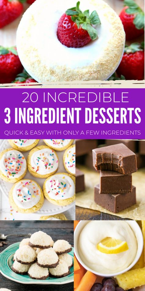 Easy Cheap Desserts, East Dessert Recipes, Desserts For Christmas, Two Ingredient Desserts, East Dessert, Sweet Snacks Easy, 4 Ingredient Desserts, 2 Ingredient Desserts, Cheap Desserts