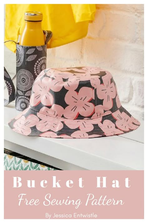 Bucket Hat Free Sewing Pattern Easy Bucket Hat Pattern, Bucket Hat Pattern Free Sewing, How To Make A Bucket Hat Patterns, Free Hat Patterns To Sew, Diy Bucket Hat Free Pattern, Sunhat Pattern Free Sewing, Sun Hat Patterns To Sew Free, Sew Bucket Hat, Baby Bucket Hat Pattern