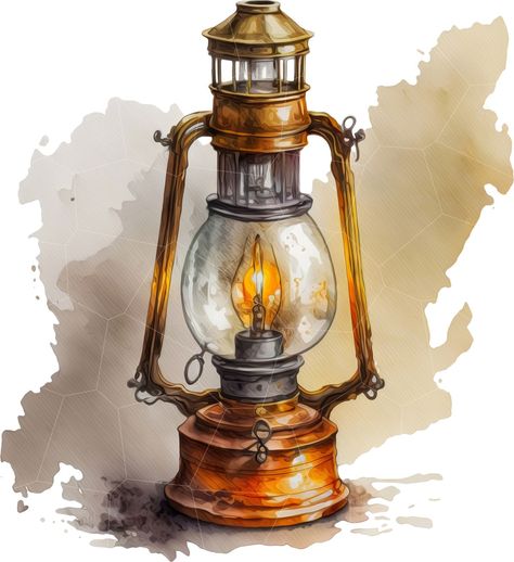 Lamp Clipart, Lantern Drawing, Lantern Illustration, Paints And Brushes, Lantern Painting, Deco Marine, Lantern Art, Fall Drawings, Watercolor Paintings Nature