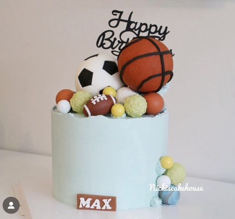 Birthday Cakes For 2 Year Boys, Ball Cakes For Boys, Sports Cakes For Boys Birthdays, Cake 1 Year Boy, Sports Ball Cake, 2nd Birthday Cake Boy, Ball Theme Birthday, Cake Designs For Kids, 2nd Birthday Party For Boys