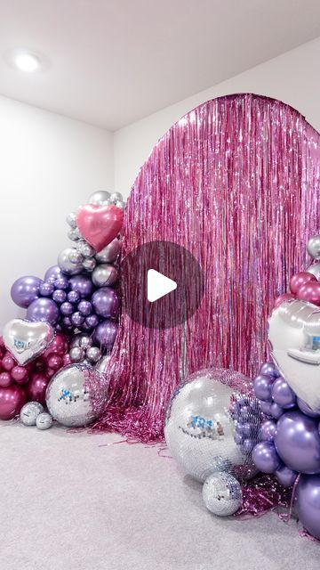 Your Big Day - Charlotte based party stylist on Instagram: "Ready for Galentine’s Day?? Here’s is the perfect backdrop. All the shimmer, disco, foils in one setup!! #valentinesdaydecoration #valentinesday #galentinesday #valentinesdecor #galentinesdecor #valentinesbackdrop #discobackdrop #foilcurtainbackdrop #shimmerbackdrop #discoballs #discovalentines #discogalentines #charlottebackdrop #charlottevalentines #charlottegalentines #metallicballoons #asmr #asmrballoons #asmrsounds" Disco Ball Balloon Backdrop, Shimmer Curtain Backdrop, Disco Backdrop, Foil Backdrop, Shimmer Backdrop, Balloons Ideas, Foil Curtain, Curtain Backdrops, Metallic Balloons