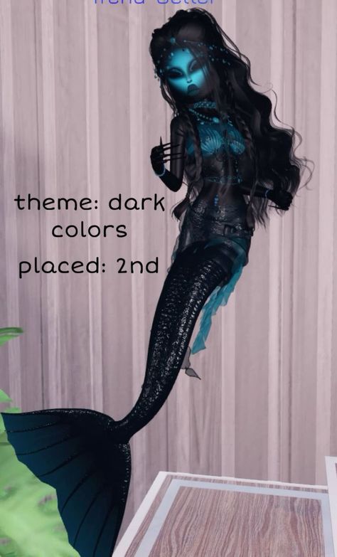 Dti Outfit Mermaid/siren, Dti Siren Outfit Ideas, Siren Dti Outfit Non Vip, Dti Siren Idea, Dark Colours Outfit, Dark Siren Fashion, Dti Outfits Ideas Trendy, Siren Dress To Impress Outfit, Siren Outfit Dress To Impress