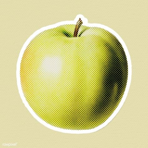 Halftone green apple sticker | free image by rawpixel.com / NingZk V. Apple Illustration, Snake Illustration, Fruit Labels, Apple Stickers, Apple Fruit, Apple Design, Album Cover Design, Collage Design, Graphic Design Fun