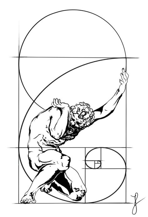 Greek Statue Tattoos For Men, Atlas Fibonacci, Vitruvius Man Tattoo, Fibbonaci Sequence Art, Renassaince Tattoo, Atlas Logo Design, Fibonacci Art Drawing, Weight Of The World Tattoo, Line Art Tattoos Men