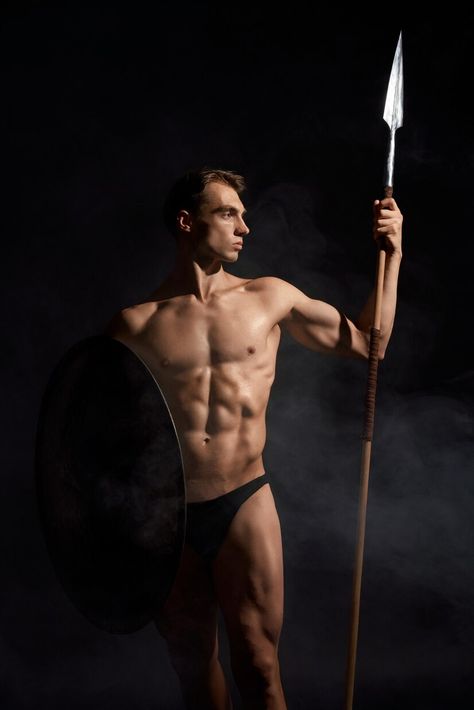 Free Photo | Young warrior holding spear and shield. Holding Spear, Spear And Shield, Life Drawing Reference, Warrior Pose, Male Pose Reference, Anatomy Poses, Human Reference, Body Reference Poses, Human Poses Reference