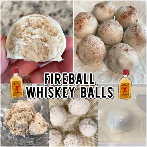 FIREBALL WHISKEY BALLS!🔥🥃 Recipe... - Love Bakes Good Cakes | Facebook Balls Deep Cocktail, Fireball Whiskey Cake Balls, Fireball Whiskey Balls, Fireball Cookies, Whiskey Balls Recipe, Whiskey Balls, Cinnamon Toast Crunch Shot, Jack Daniels Recipes, Fireball Recipes