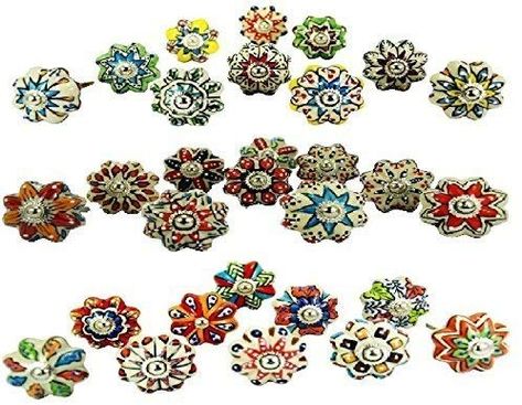 Knobsworld Small 1" 10 Knobs Assorted Rare Hand Painted Ceramic Knobs Cabinet Drawer Pull Pulls Cabinet Door Knobs, Cupboard Cabinet, Kitchen Cabinet Drawers, Drawer Pulls And Knobs, Chrome Hardware, Ceramic Knobs, Hand Painted Ceramic, Dresser Knobs, Quirky Design