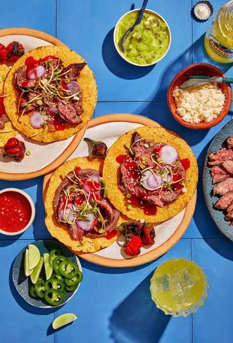 Mexican Food Photography Styling, Editorial Food Photography, Salsa Photography, Mexican Food Photography, Steak Tostadas, Bright Food Photography, Sunflower Sprouts, Beauty Commercial, Lifestyle Marketing